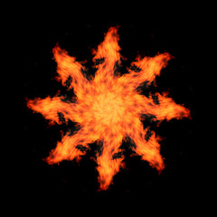 Flame circle on black background.