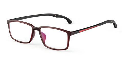 Plastic color eyeglass on the white background. Isolated eyeglass.