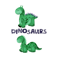 Cartoon Dinosaur Character Cute Vector Isolated Illustration