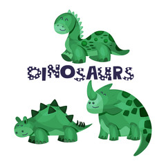 Cartoon Dinosaur Character Cute Vector Isolated Illustration