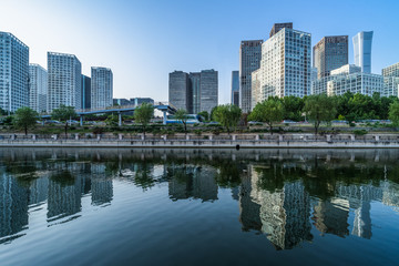 Skyline of Central Business District in Beijing, China.