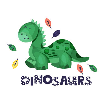 Cartoon Dinosaur Character Cute Vector Isolated Illustration