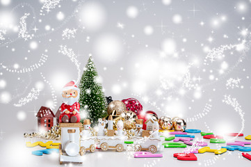 サンタ雪の中を行く