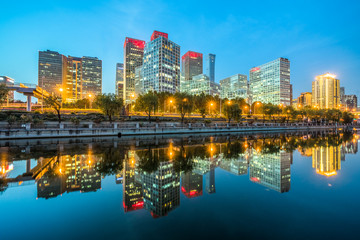 Fototapeta na wymiar Downtown City skyline along the River in Beijing,China.