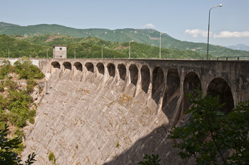 The dam at Lake of Salto (Lago del Salto) in central Italy. The dam of the largest artificial lake...