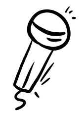Mic, Microphone, Sound, Show. Illustration Hand Drawn Brush. Flat, Icon, Sign, Logo, Symbol, Object, Graphic Design, Element, Background, Print.