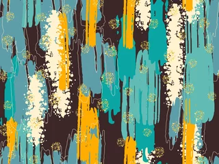 Tapeten Memphis Stil Buntes zeitgenössisches nahtloses Muster mit abstrakten Formen. Moderne Collagenillustration im Vektor