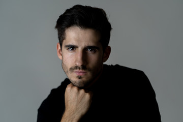 Obraz premium Young attractive latin man posing looking sensual and handsome. Beauty concept and lifestyle