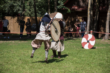 Reconstruction of the battle of medieval knights