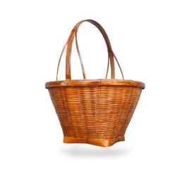 empty wicker basket isolated on white background