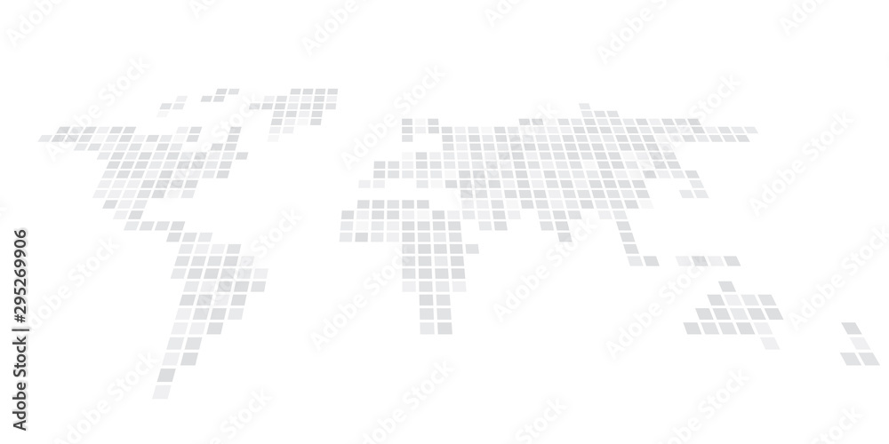 Canvas Prints pixelized map of world. front perspective. black vector map - Canvas Prints
