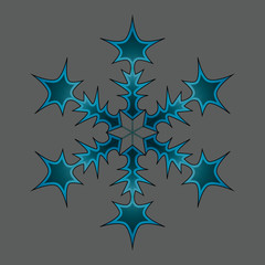 Winter blue crystal element. Snowflake icon illustration