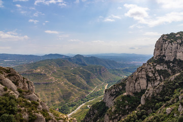 Fototapeta na wymiar View from Montserrat monastery in Catalonia, Spain