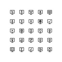 Set of classroom, presentation, board outline style icon - vector