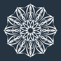 White circular pattern on dark blue background