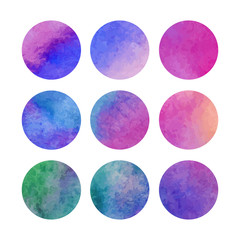 color vector watercolor circles of paint on white background