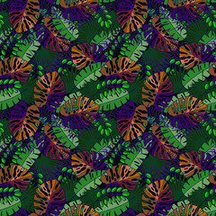 Naklejka na ściany i meble seamless pattern of tropical leaves. vector illustration eps10.