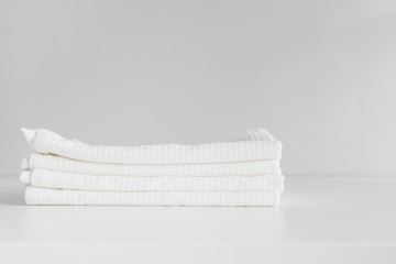 Front view stacked white towels