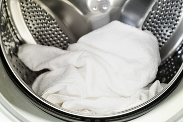 Close-up washing machine inside