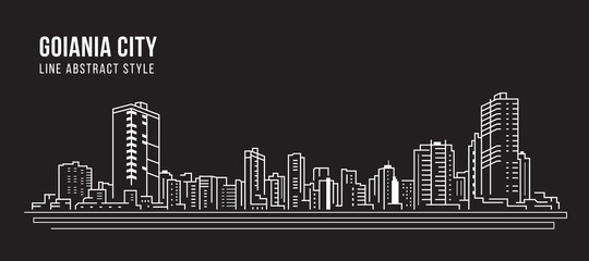 Obraz premium Cityscape Building panorama Line art Vector Illustration design - Goiania city