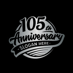 105 years anniversary design template. One hundred and five years logo. Vector and illustration. 