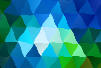 Light Blue, Green vector shining triangular background.