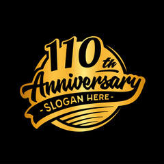 110 years anniversary design template. One hundred and ten years logo. Vector and illustration. 