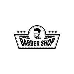Barbershop logo template in vintage style, with bearded man.