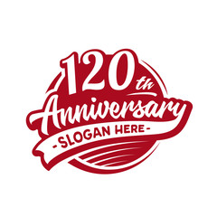 120 years anniversary design template. One hundred and twenty years logo. Vector and illustration. 