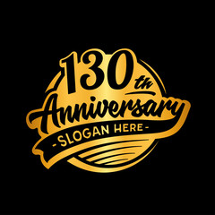 130 years anniversary design template. One hundred and thirty years logo. Vector and illustration. 