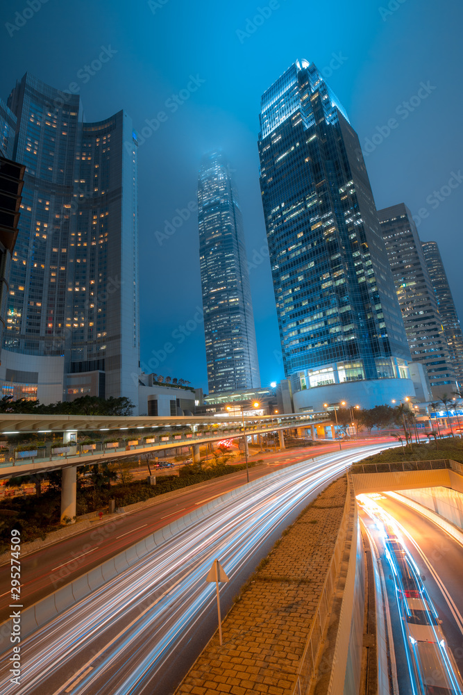 Wall mural hong kong city landscape at night