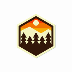 forest outdoor sticker symbol emblem style vector illustration design