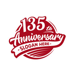 135 years anniversary design template. One hundred and thirty-five years logo. Vector and illustration. 