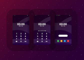 Phone Pin Lock Set on Smartphone with Security User Interface User Experience UI Vector Illustration