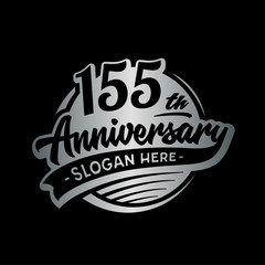 155 years anniversary design template. One hundred and fifty-five years logo. Vector and illustration. 