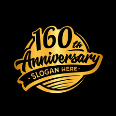 160 years anniversary design template. One hundred and sixty years logo. Vector and illustration. 
