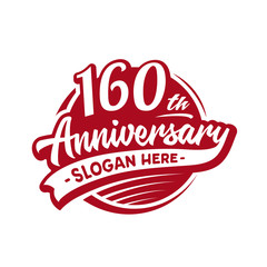 160 years anniversary design template. One hundred and sixty years logo. Vector and illustration. 