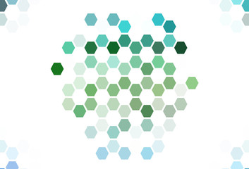 Light Green vector background with set of hexagons.