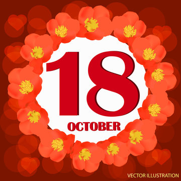 October 18 icon. For planning important day. Banner for holidays and special days. Vector Illustration.