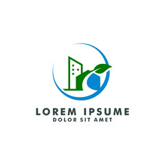 Nature real estate logo, building constuction vector icon design