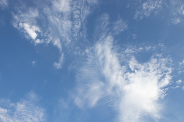 White clouds blue sky background, natural texture.