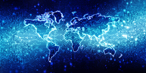2d illustration world map abstract background