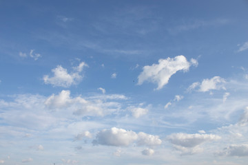 Fototapeta premium White clouds blue sky background, natural texture.