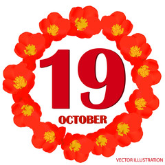 October 19 icon. For planning important day. Banner for holidays and special days. Vector Illustration.