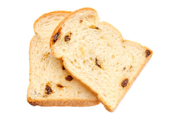 Sliced raisin bread isolated 