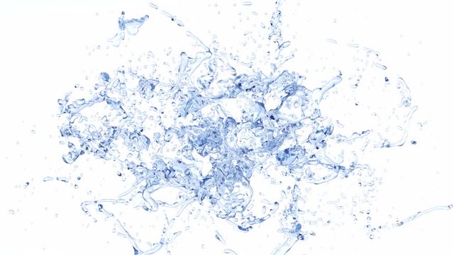 abstract isolated colored water splash with drops in front of white background