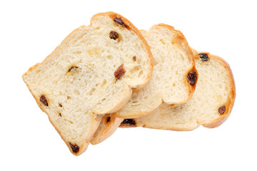 Sliced raisin bread isolated 