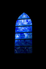 Blue window in gothic castle