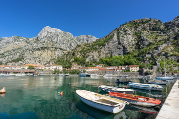 Fototapeta na wymiar Kotor harbor on Kotoe Bay Montenegro