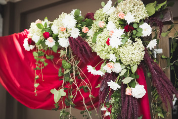 Decorations for the wedding ceremony. Beautiful flowers